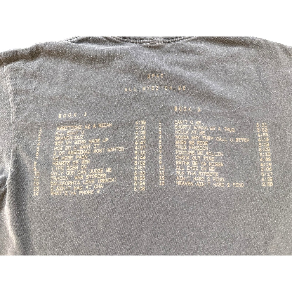 2Pac TShirt Mens LG Black All Eyez On Me Gray Album Tracklist Back Tupac Hip Hop - Picture 7 of 7